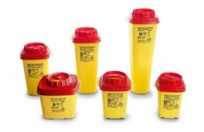 Naaldcontainer CS vierkant 4 L geel/rood